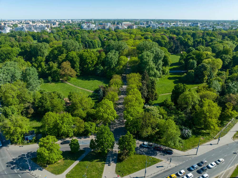 widok z lotu ptaka Park Skaryszewski 
