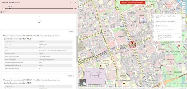 Aplikacja miejsca doraźnego schronienia PSP - MAPA