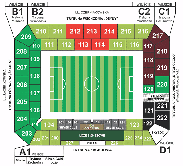 Stadion Miejski Legii Warszawa - trybuny
