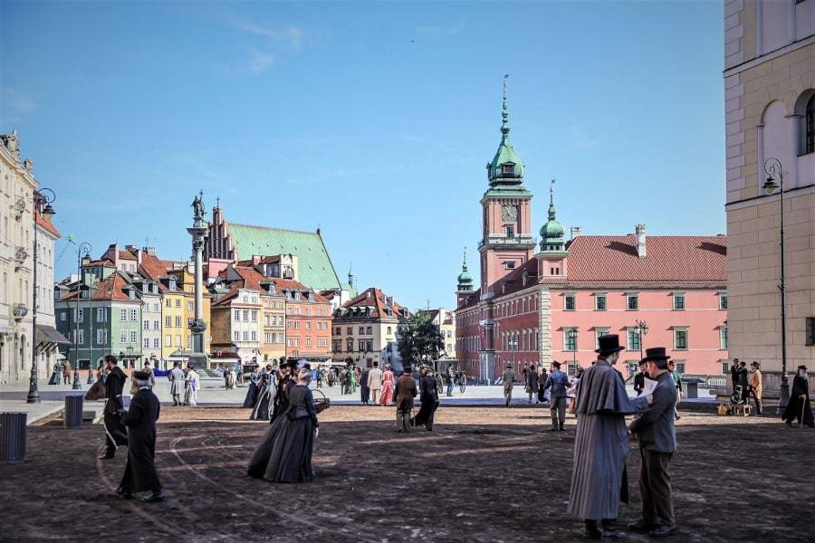 Na Krakowskim Przedmieściu trwają zdjęcia do filmu „Lalka” Krakowskie Przedmieście_plan filmowy Lalki_02_fot. S. Pulcyn UM Warszawa
