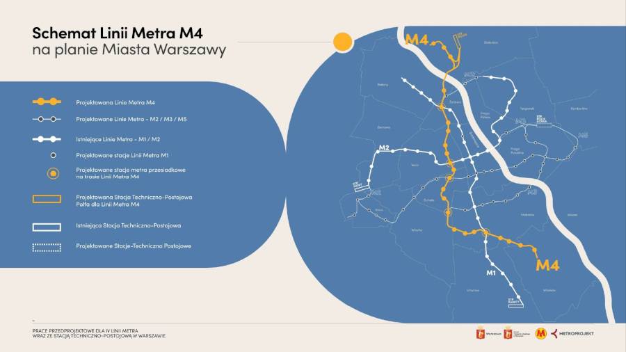 Linia M4 mapa_graf. Metroprojekt PIUW