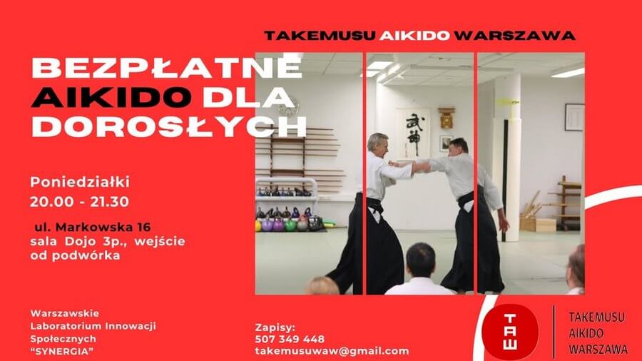 Bezpłatny kurs podstaw aikido w Warszawie dla dorosłych Bezpłatny kurs podstaw AIKIDO - wydarzenia Warszawa
